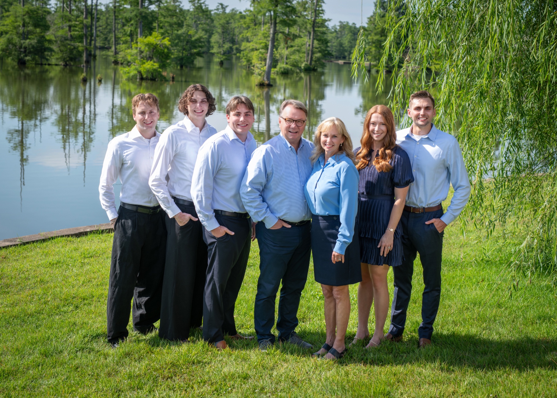 Mary Jo Heye with her family by the lake in Sherwood, Arkansas